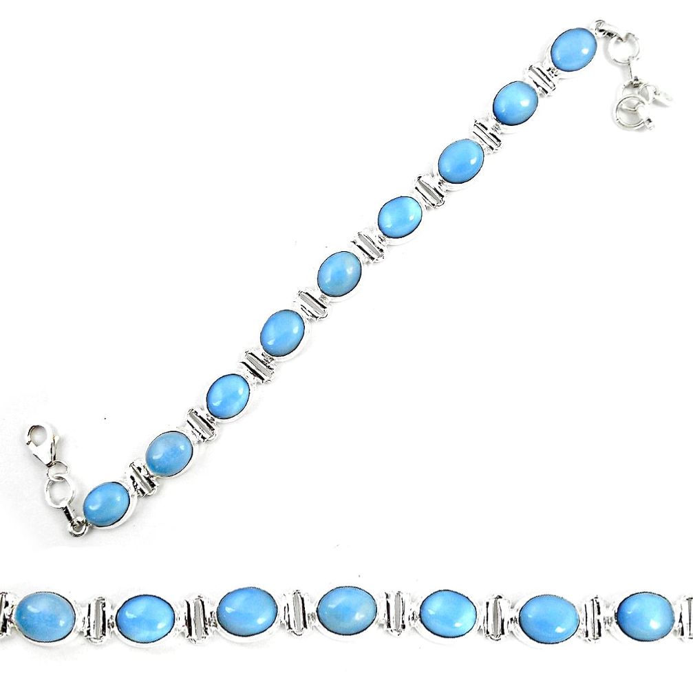 Natural blue owyhee opal 925 sterling silver tennis bracelet jewelry m29356