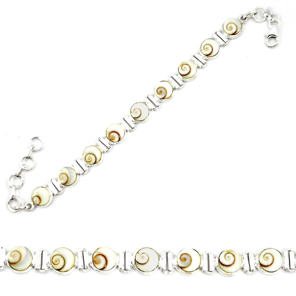 Natural white shiva eye 925 sterling silver tennis bracelet jewelry m30716