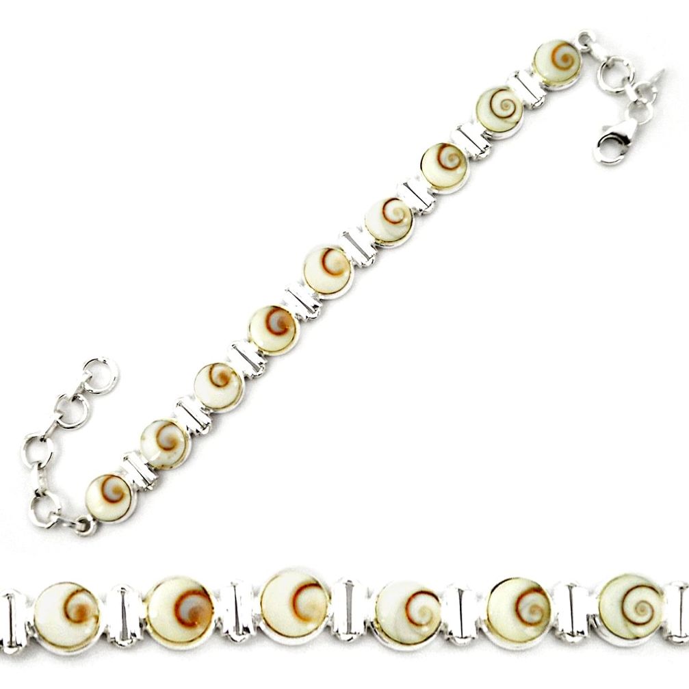 Natural white shiva eye 925 sterling silver tennis bracelet jewelry m32181