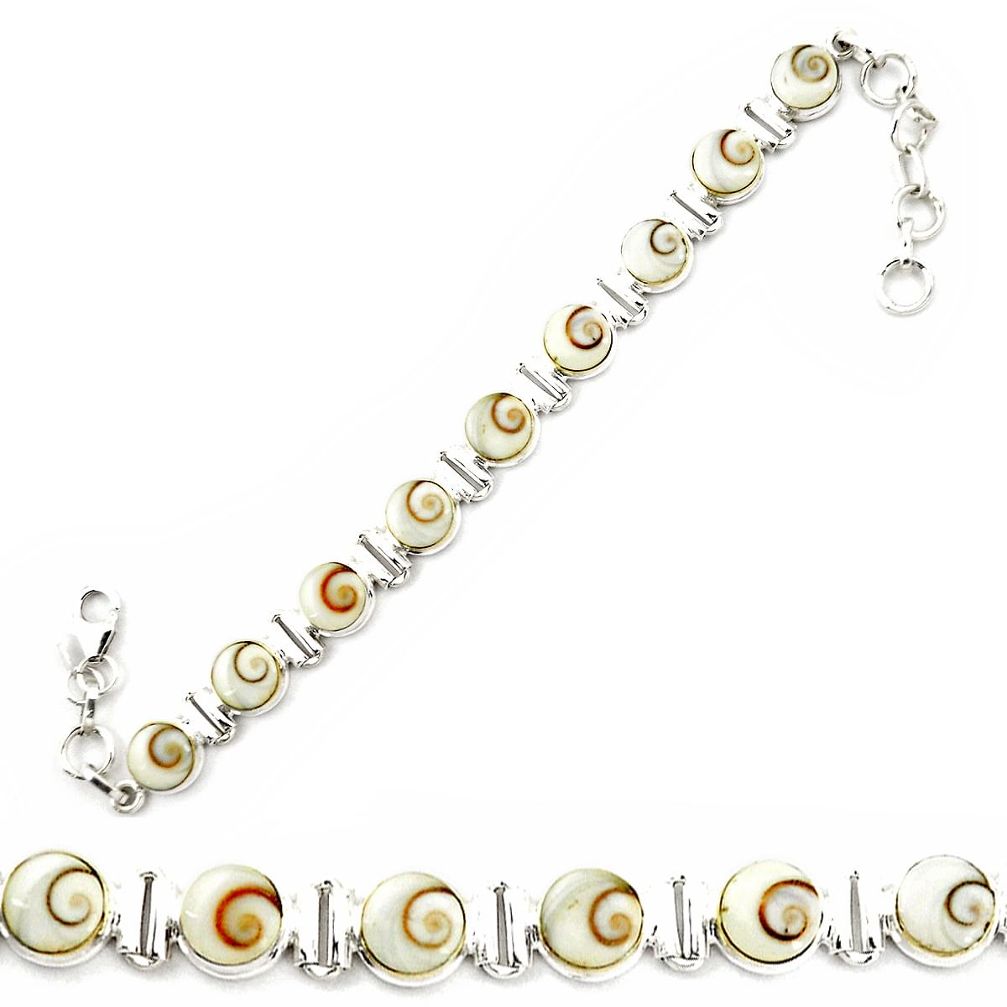 Natural white shiva eye 925 sterling silver tennis bracelet jewelry m32182