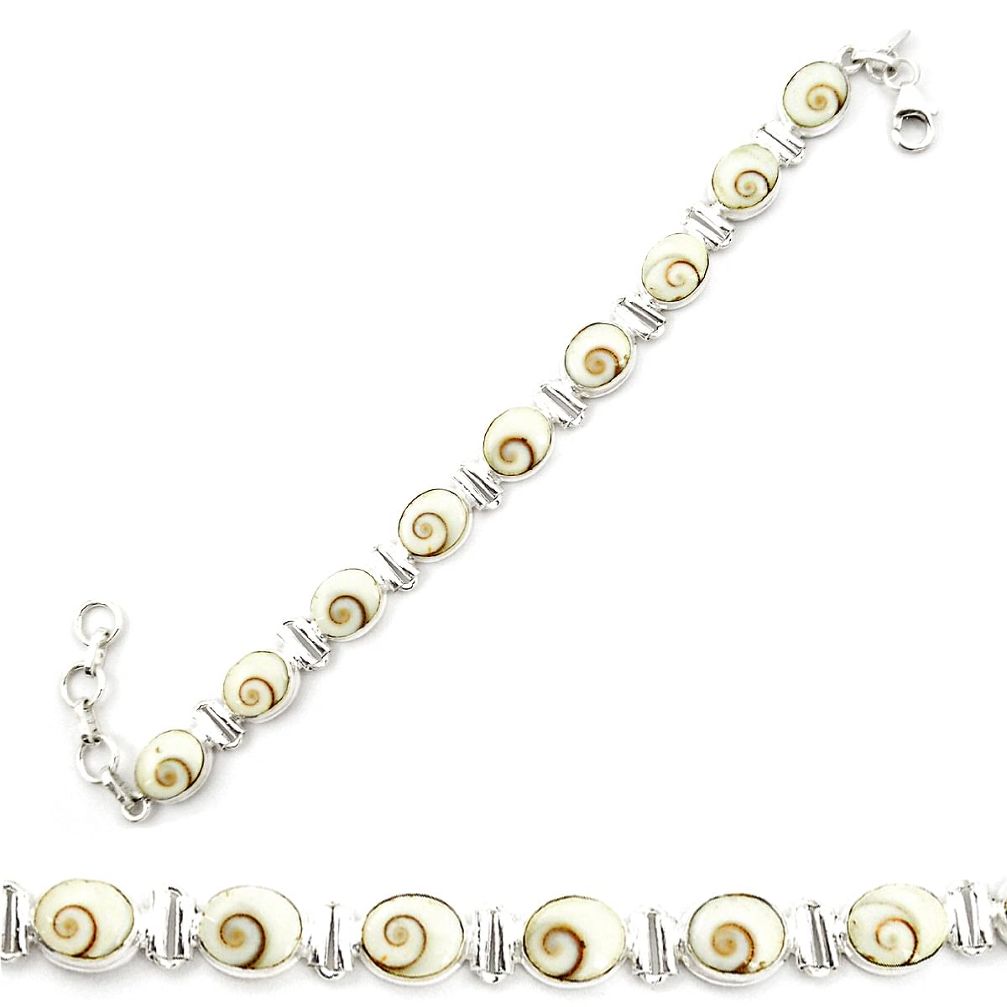 Natural white shiva eye 925 sterling silver tennis bracelet jewelry m32187