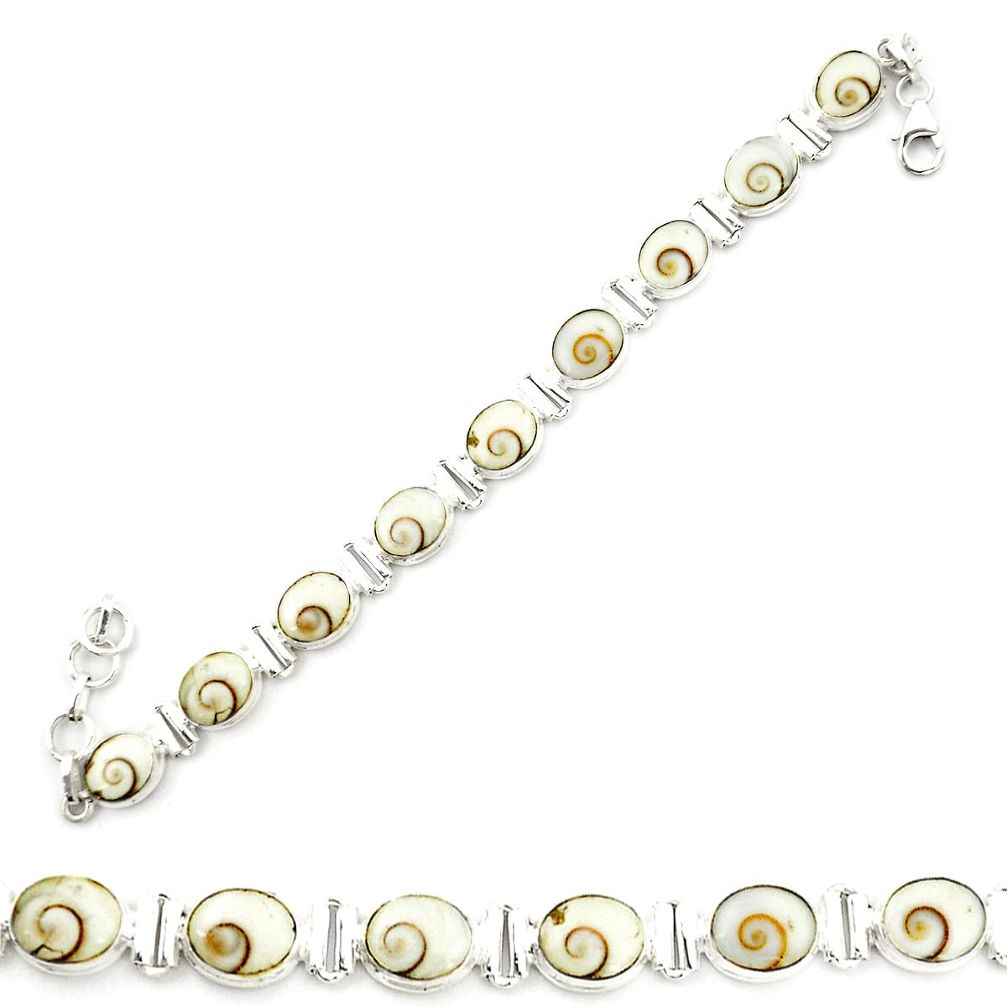 Natural white shiva eye 925 sterling silver tennis bracelet jewelry m32189