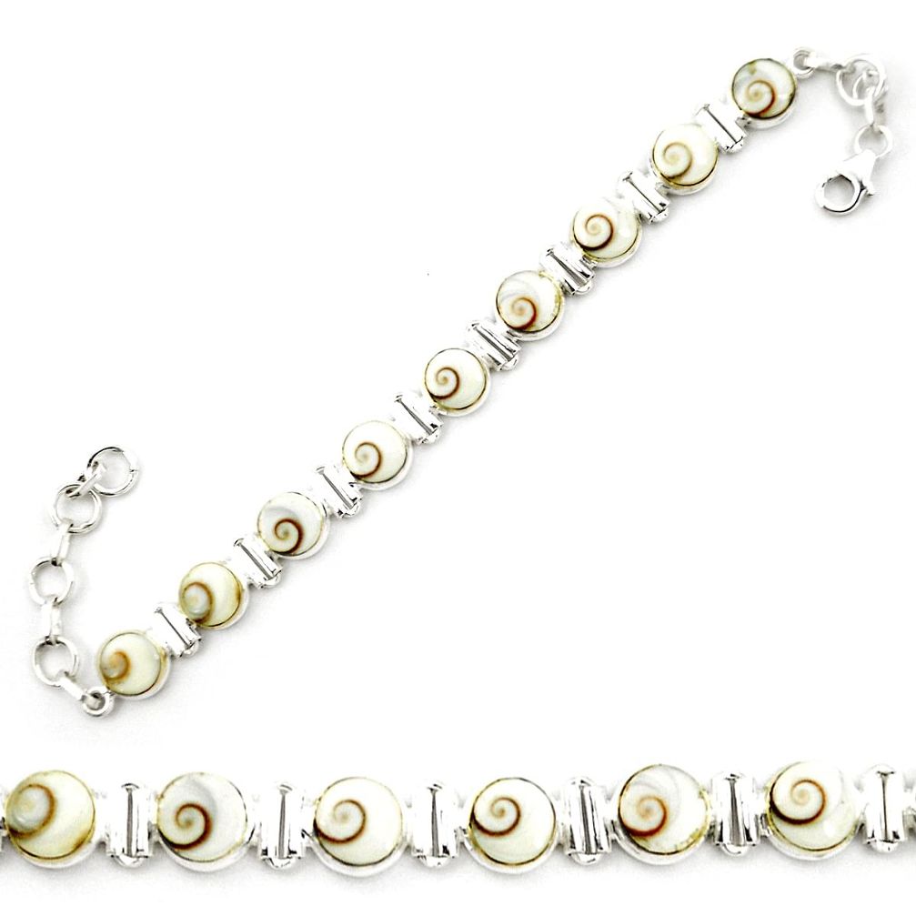 Natural white shiva eye 925 sterling silver tennis bracelet jewelry m32195