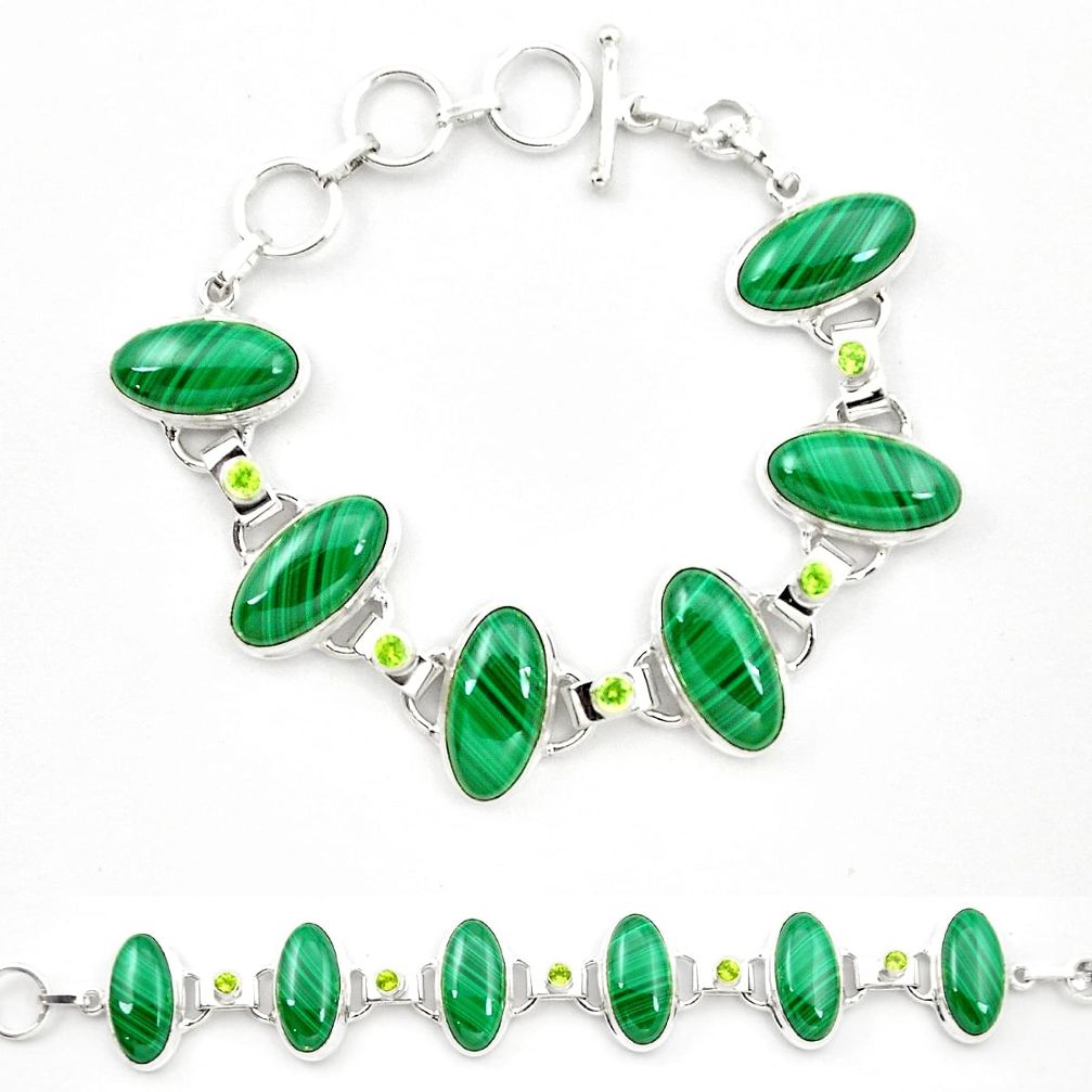 925 silver natural green malachite (pilot's stone) tennis bracelet m32250