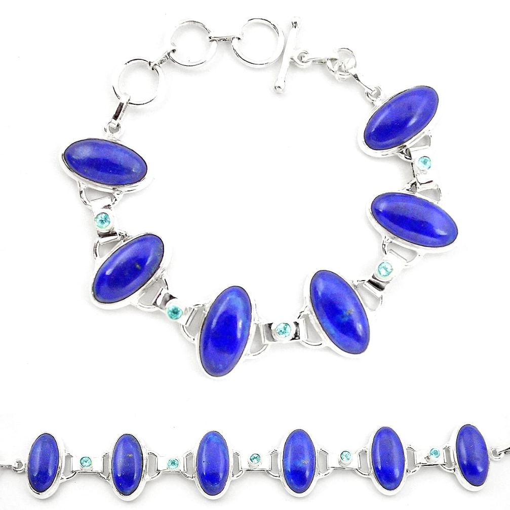 Natural blue lapis lazuli topaz 925 sterling silver tennis bracelet m32252