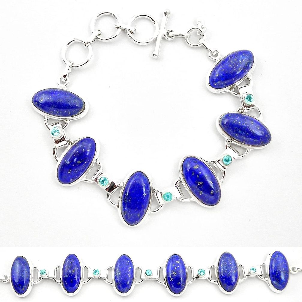 Natural blue lapis lazuli topaz 925 sterling silver tennis bracelet m32253