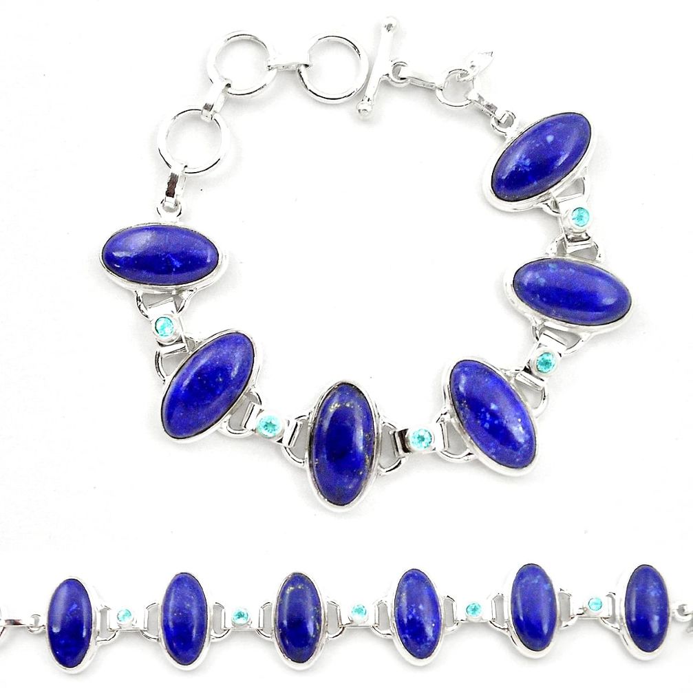 Natural blue lapis lazuli topaz 925 sterling silver tennis bracelet m32254