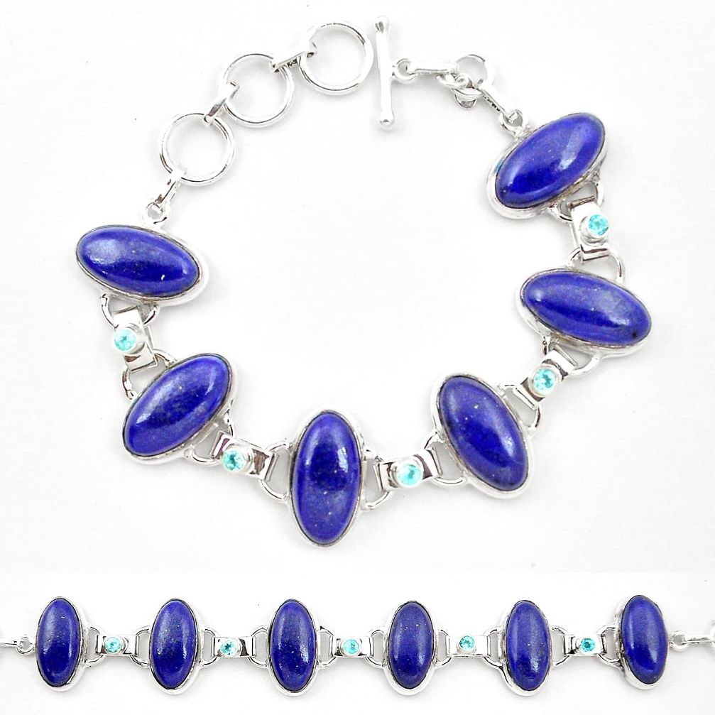 Natural blue lapis lazuli topaz 925 sterling silver tennis bracelet m32258