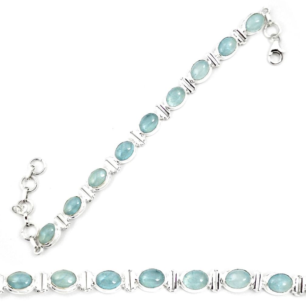 Natural blue aquamarine 925 sterling silver tennis bracelet jewelry m32429