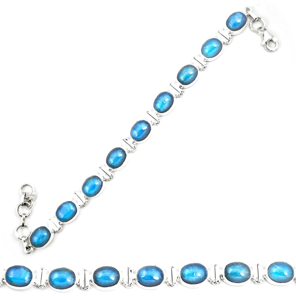 Natural blue apatite (madagascar) 925 sterling silver tennis bracelet m32437