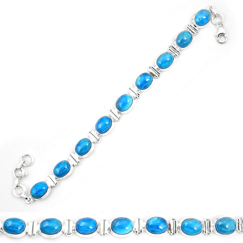 925 sterling silver natural blue apatite (madagascar) tennis bracelet m32438