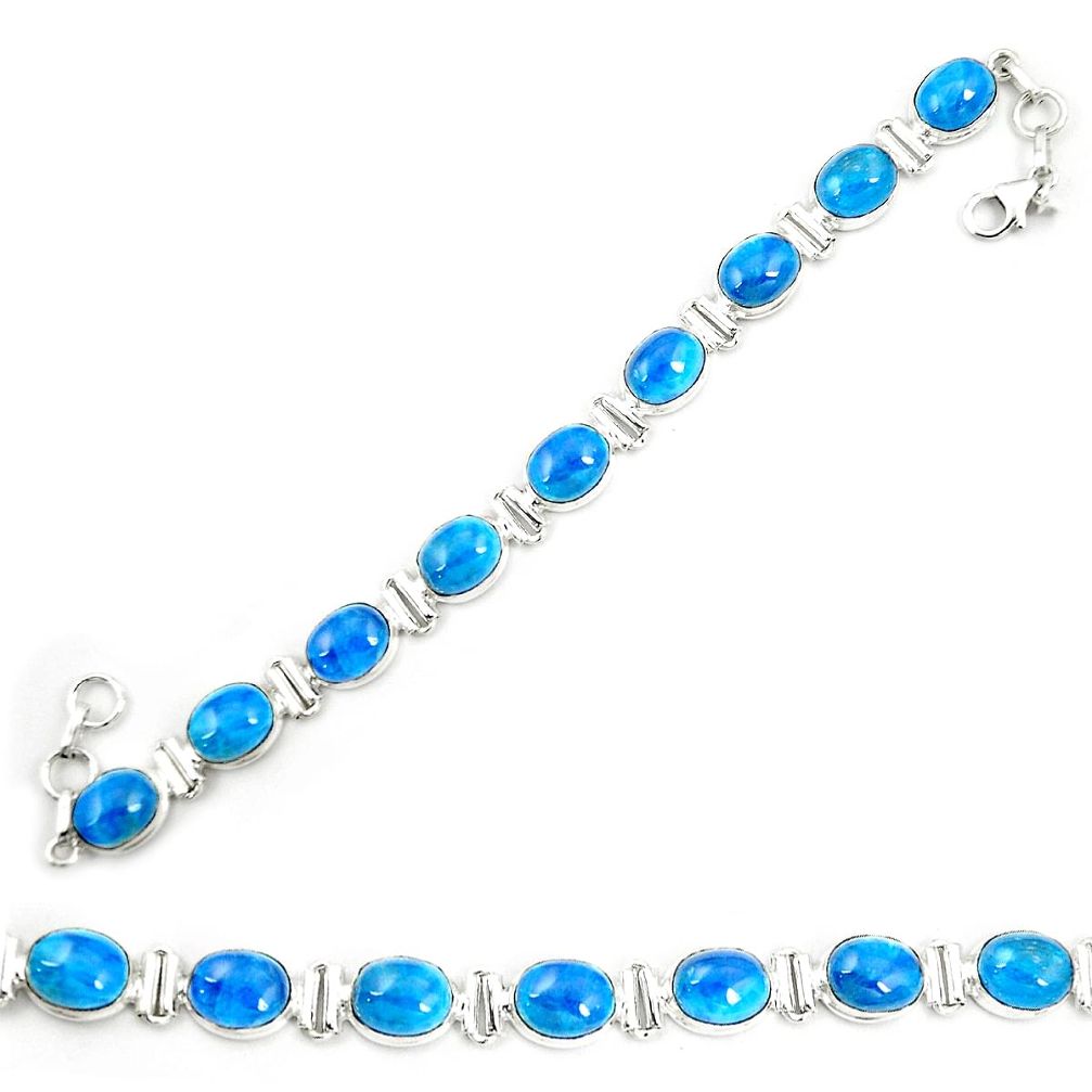 925 sterling silver natural blue apatite (madagascar) tennis bracelet m35429