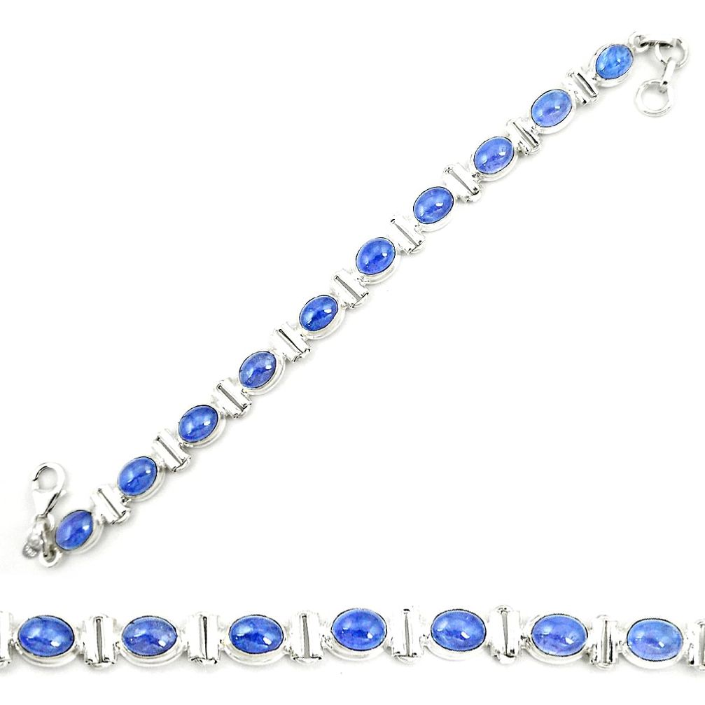 Natural blue tanzanite 925 sterling silver tennis bracelet jewelry m35437