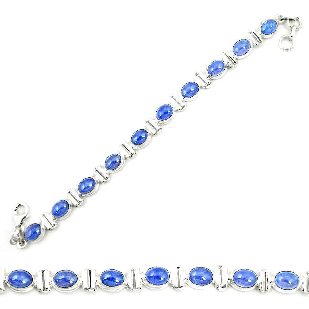 Natural blue tanzanite 925 sterling silver tennis bracelet jewelry m35438