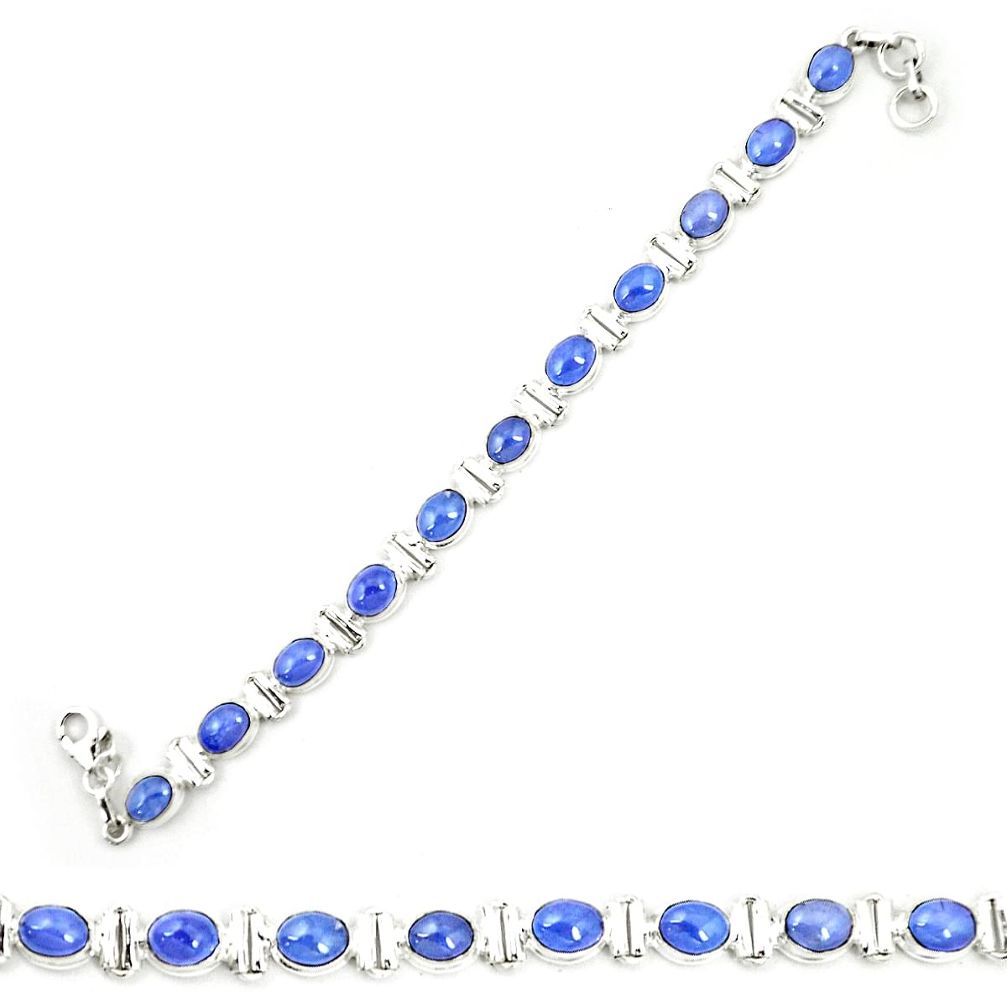 Natural blue tanzanite 925 sterling silver tennis bracelet jewelry m35459