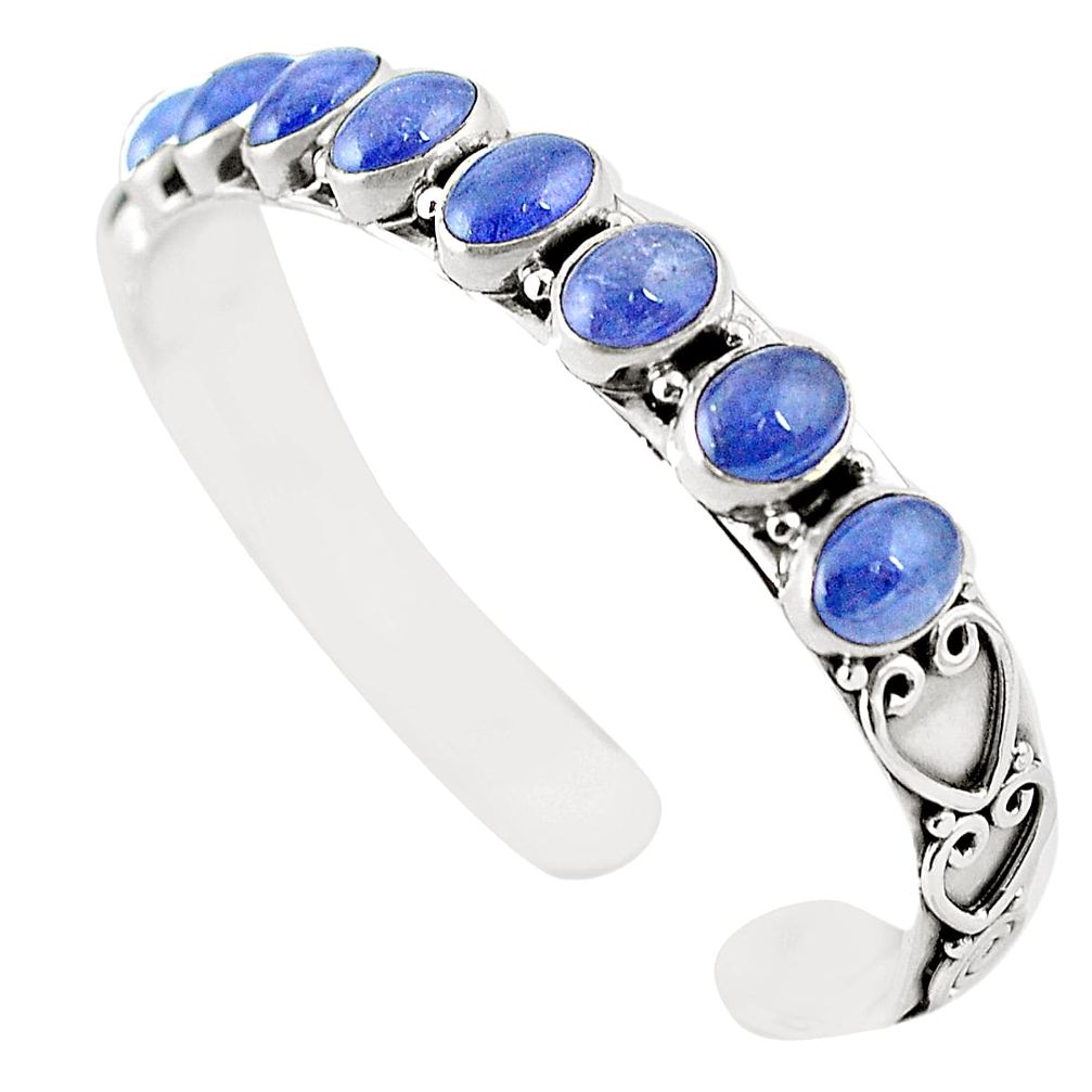 Natural blue tanzanite 925 sterling silver adjustable bangle m37981