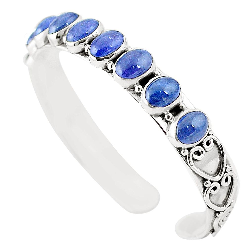 925 sterling silver natural blue tanzanite adjustable bangle jewelry m37984