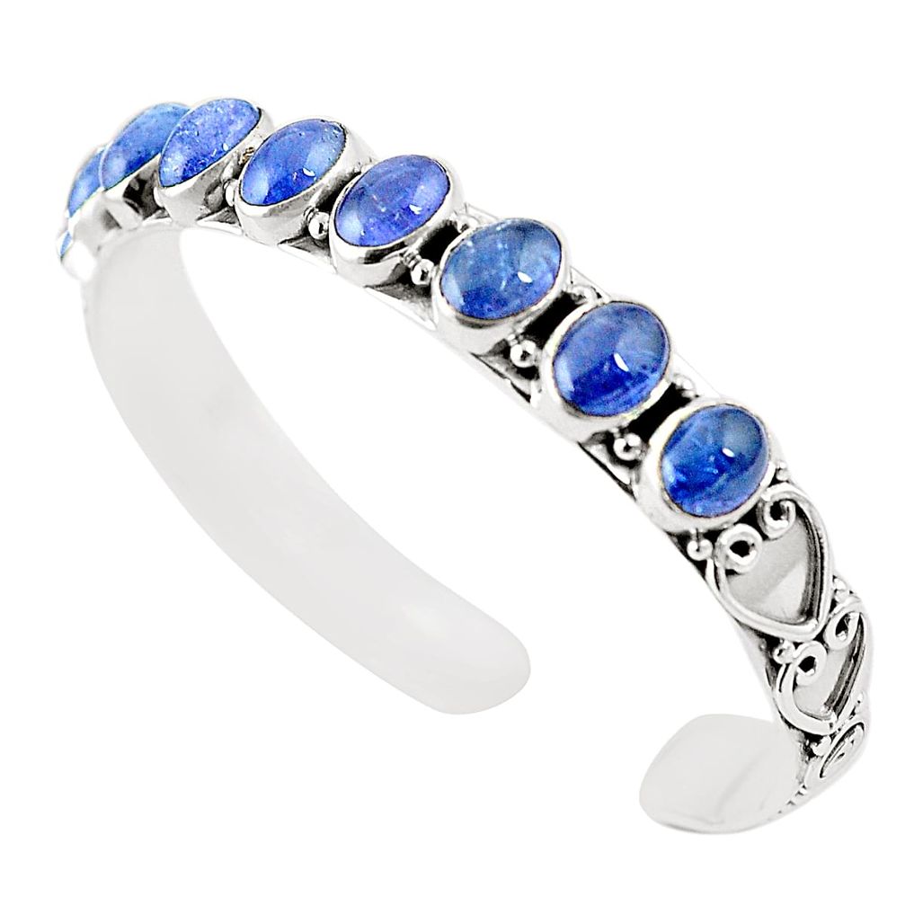 Natural blue tanzanite 925 sterling silver adjustable bangle m37989