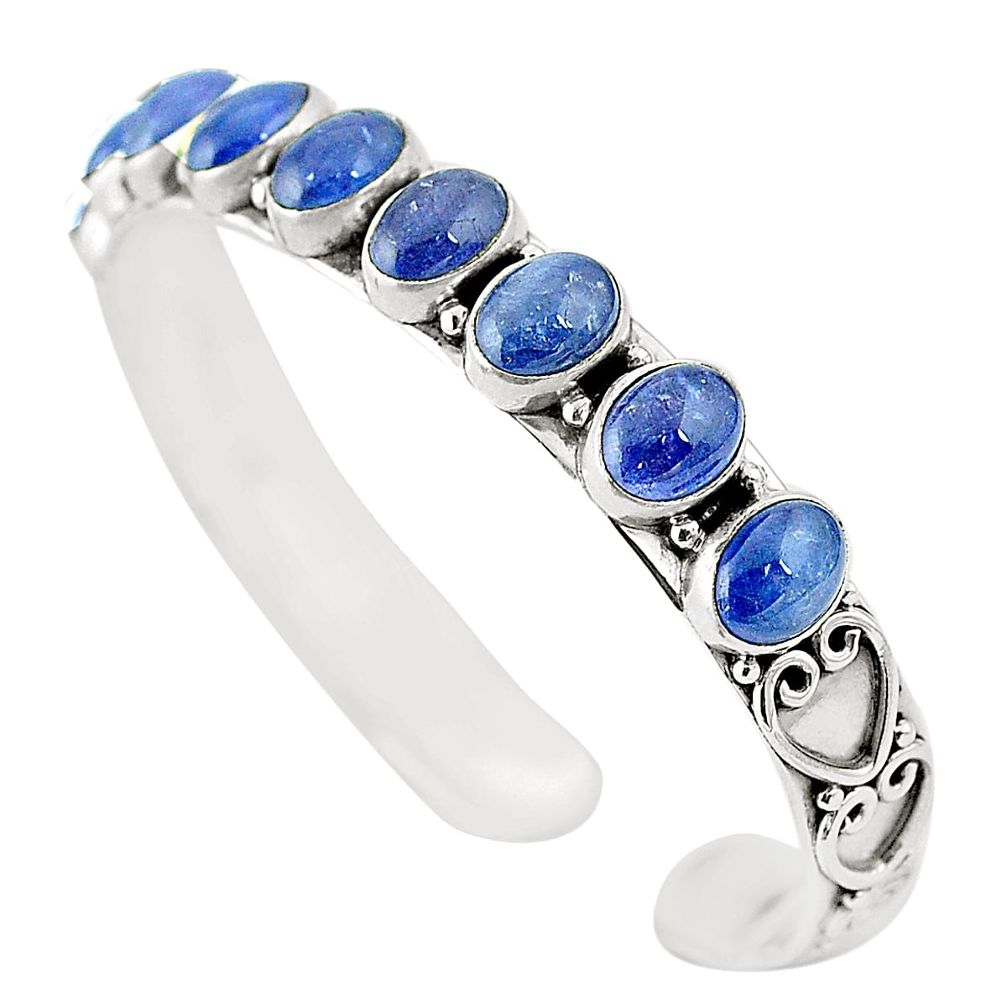 Natural blue tanzanite 925 sterling silver adjustable bangle m37993