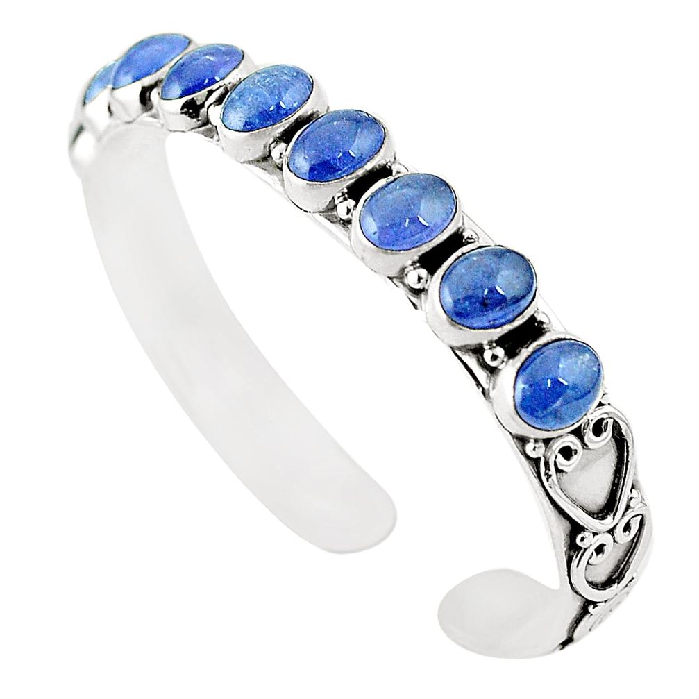 Natural blue tanzanite 925 sterling silver adjustable bangle m37997