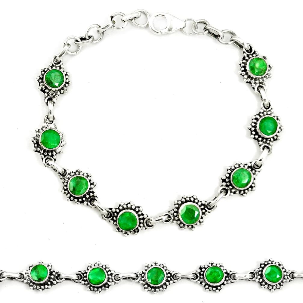 925 sterling silver natural green emerald tennis bracelet jewelry m40919