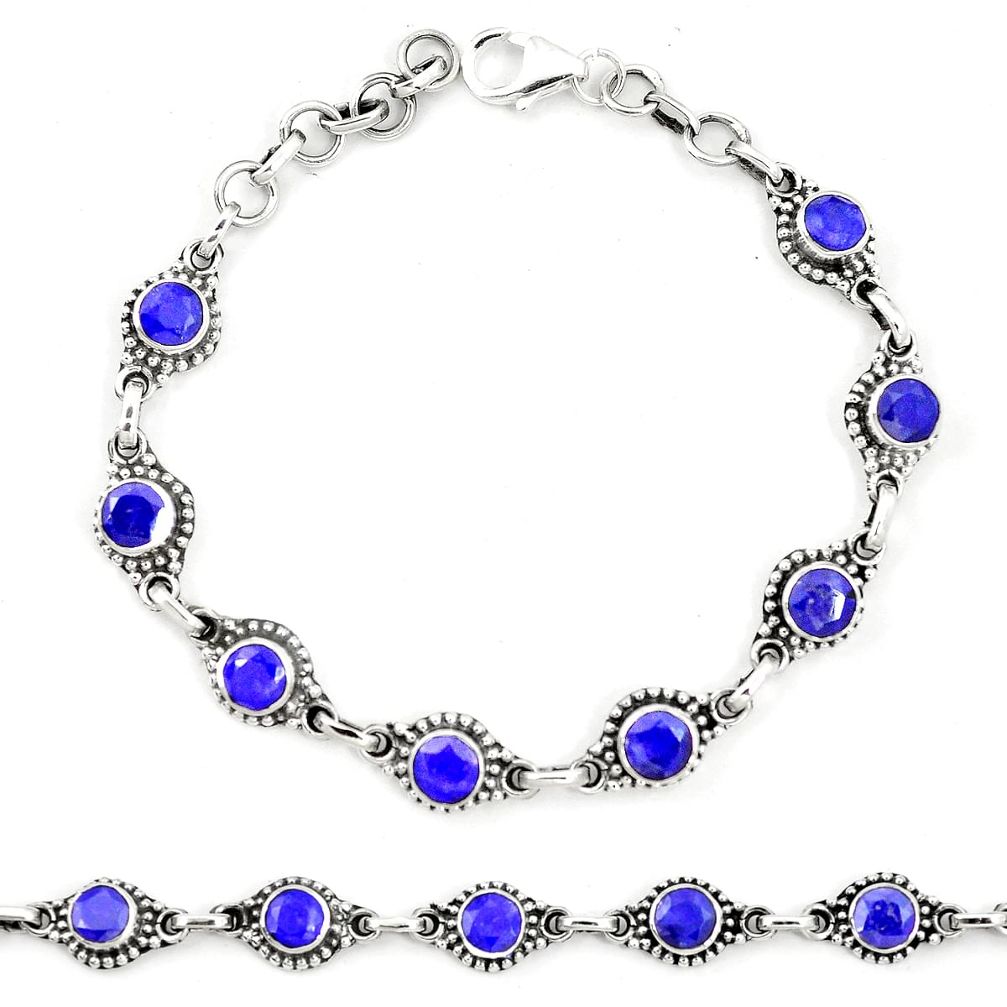 Natural blue sapphire 925 sterling silver tennis bracelet jewelry m40934