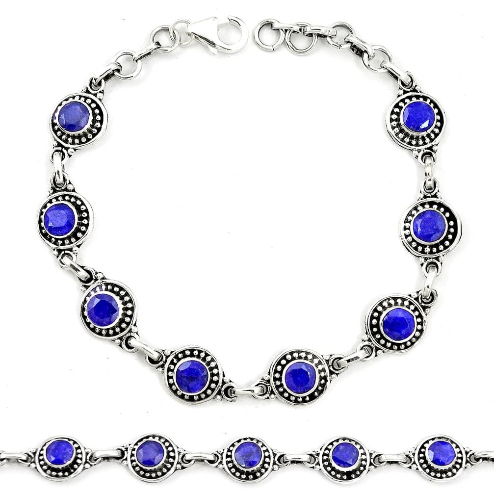 Natural blue sapphire 925 sterling silver tennis bracelet jewelry m40940