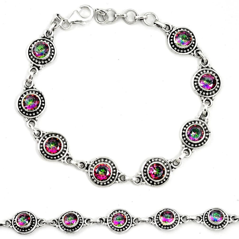 Multi color rainbow topaz 925 sterling silver tennis bracelet jewelry m40942