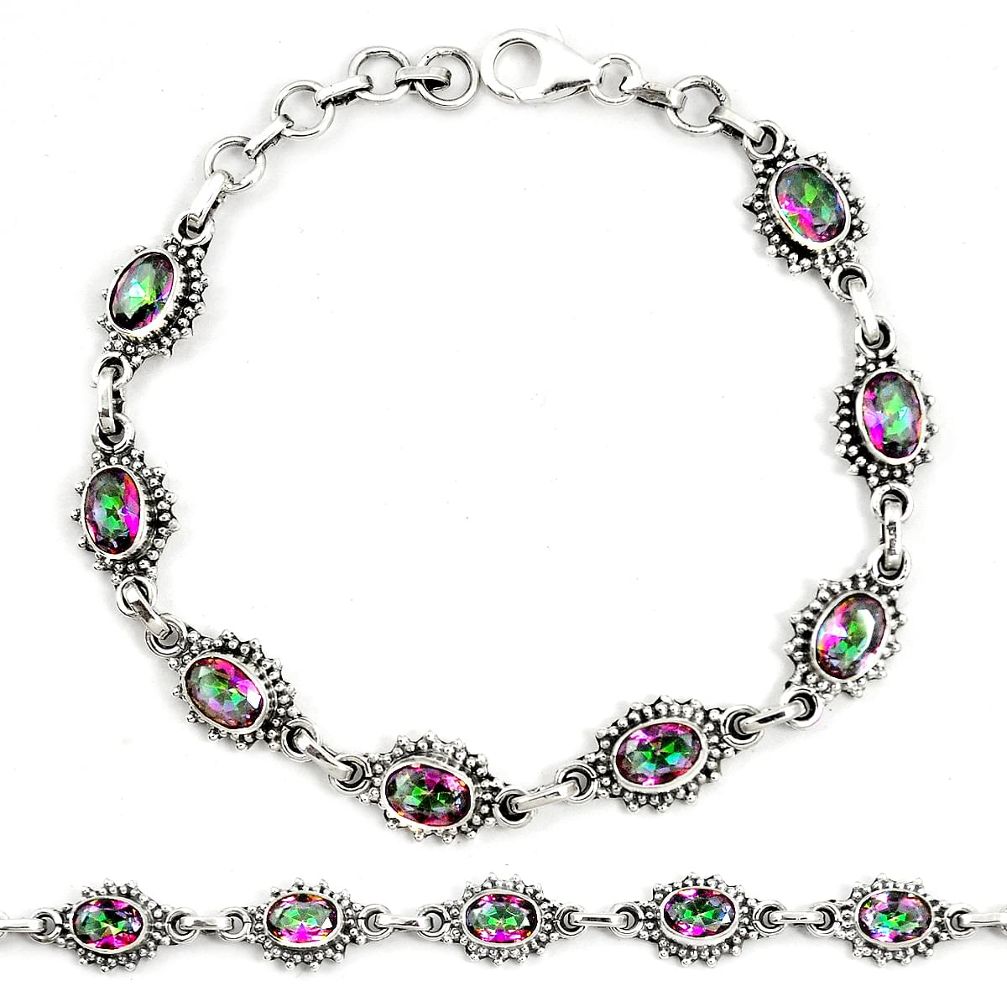 925 sterling silver multi color rainbow topaz tennis bracelet jewelry m40980
