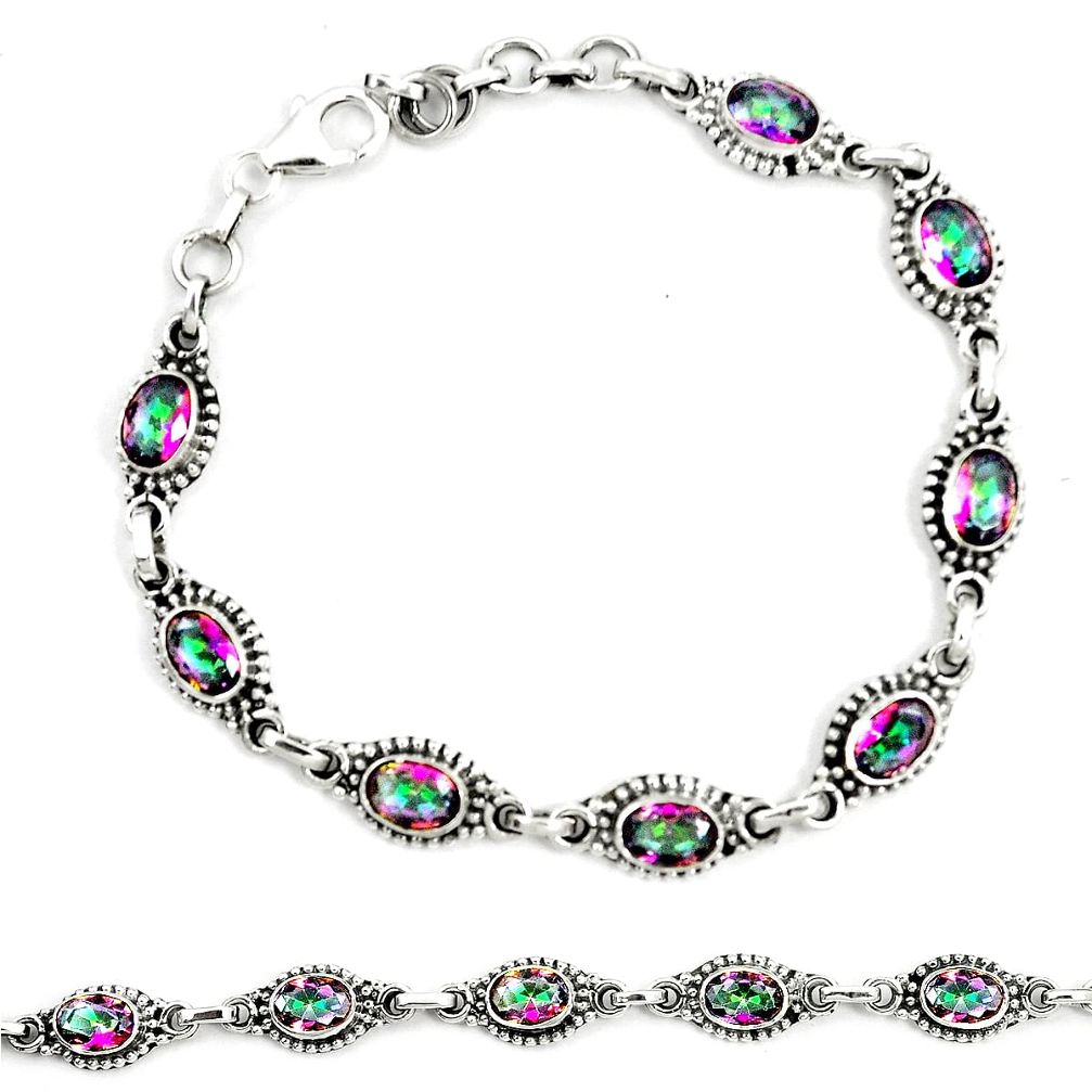 Multi color rainbow topaz 925 sterling silver tennis bracelet jewelry m41371