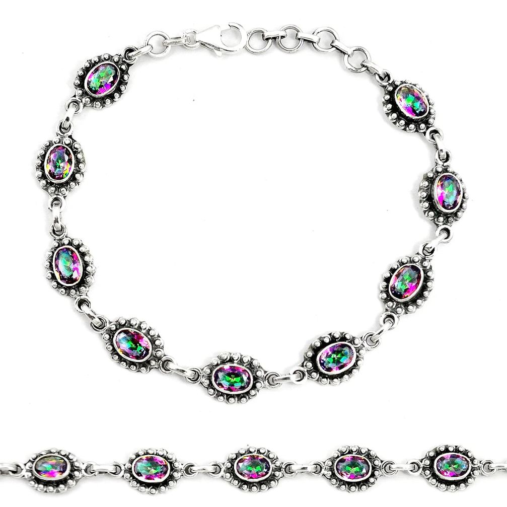 925 sterling silver multi color rainbow topaz tennis bracelet jewelry m41380