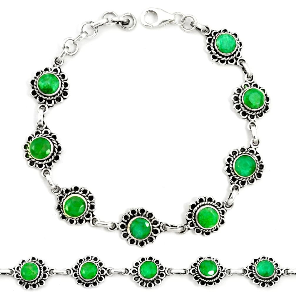 925 sterling silver natural green emerald tennis bracelet jewelry m41392