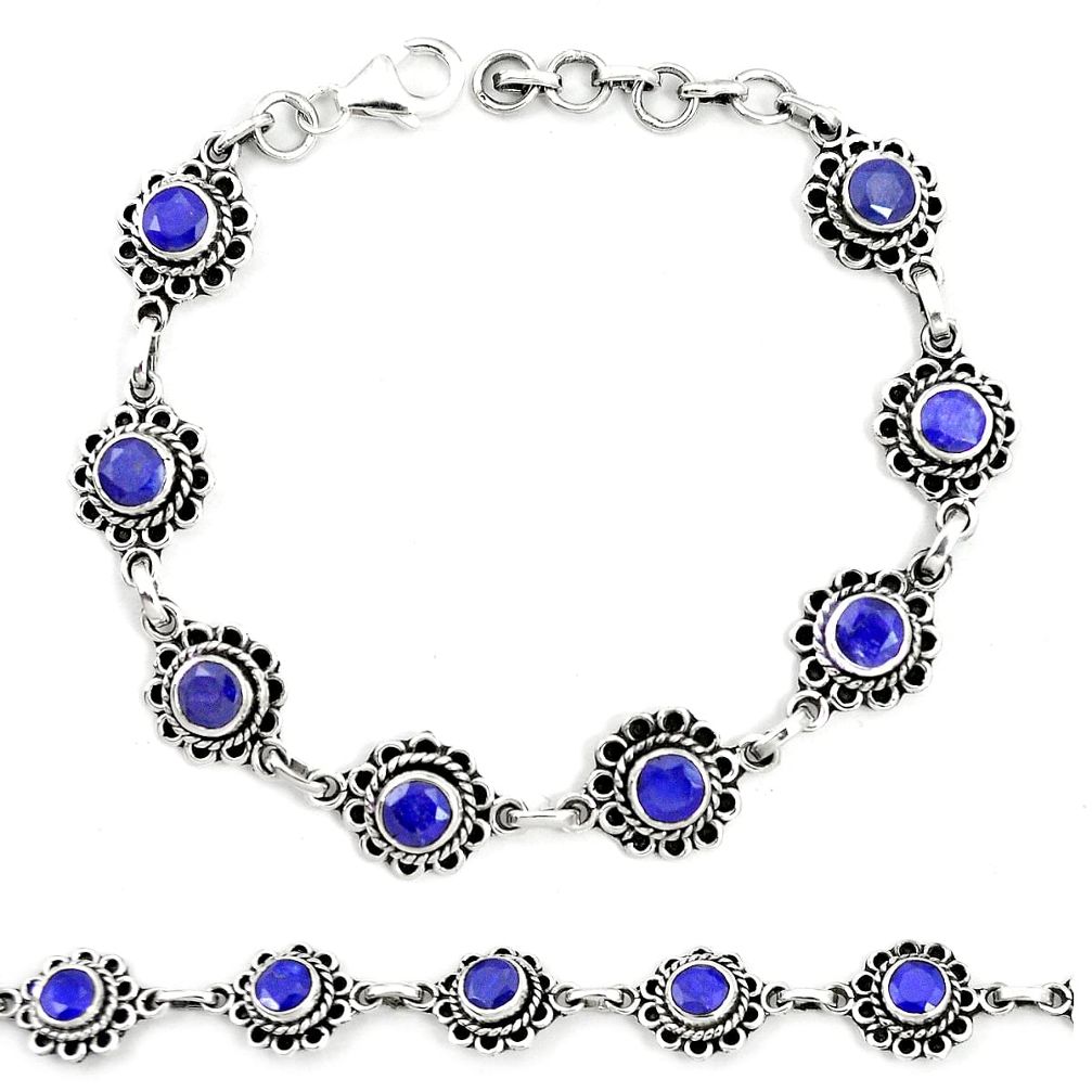 Natural blue sapphire 925 sterling silver tennis bracelet jewelry m41399