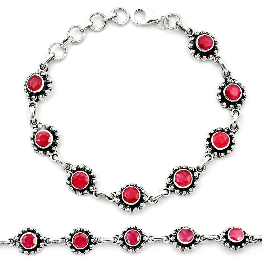 925 sterling silver natural red ruby tennis bracelet jewelry m44104