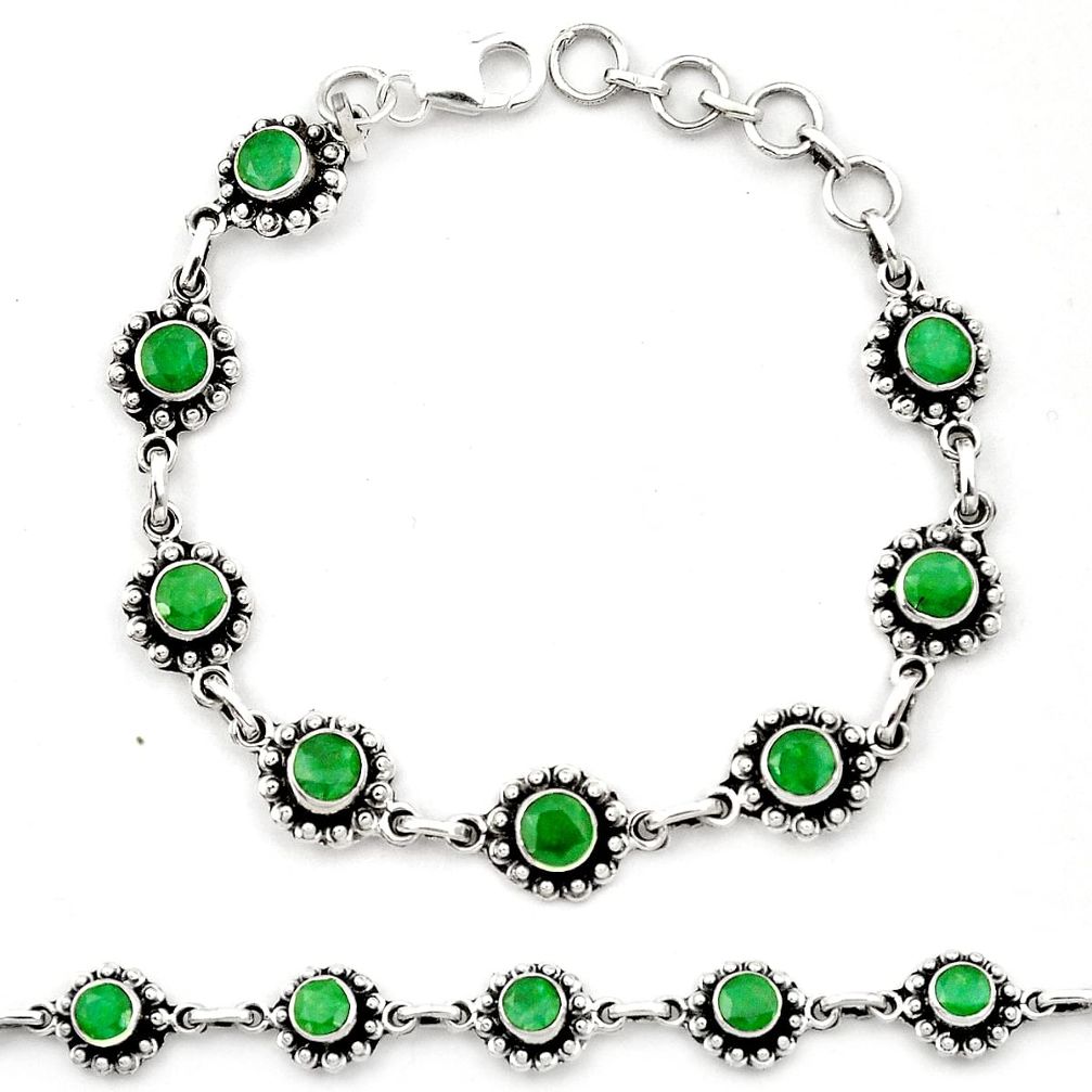 Natural green emerald 925 sterling silver bracelet jewelry m44111