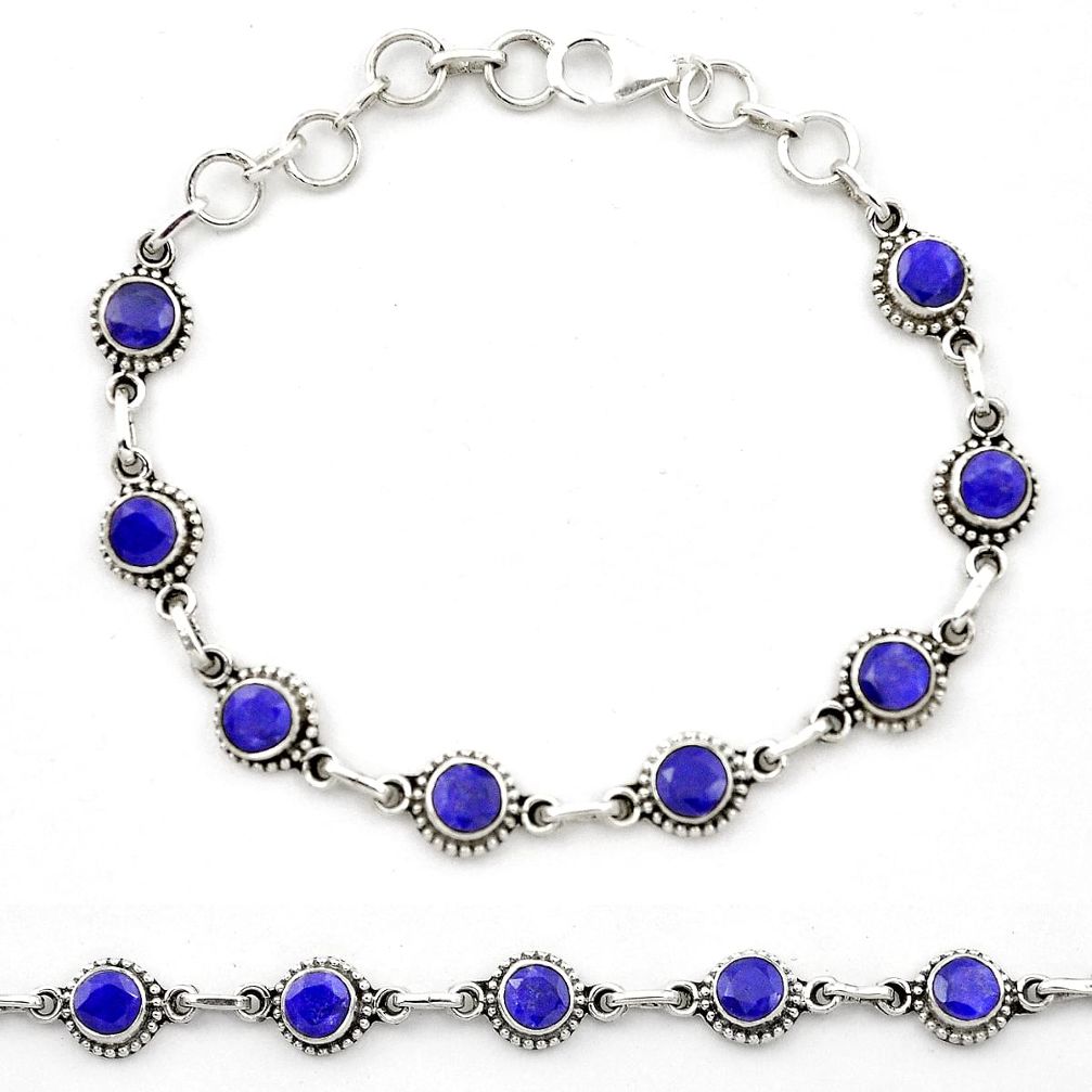Natural blue sapphire 925 sterling silver tennis bracelet jewelry m44124