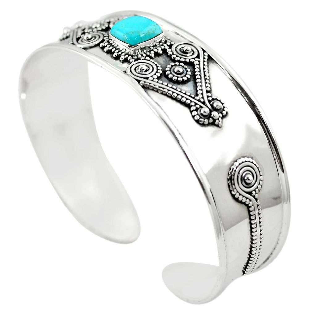 Blue arizona mohave turquoise 925 silver adjustable bangle jewelry m44371