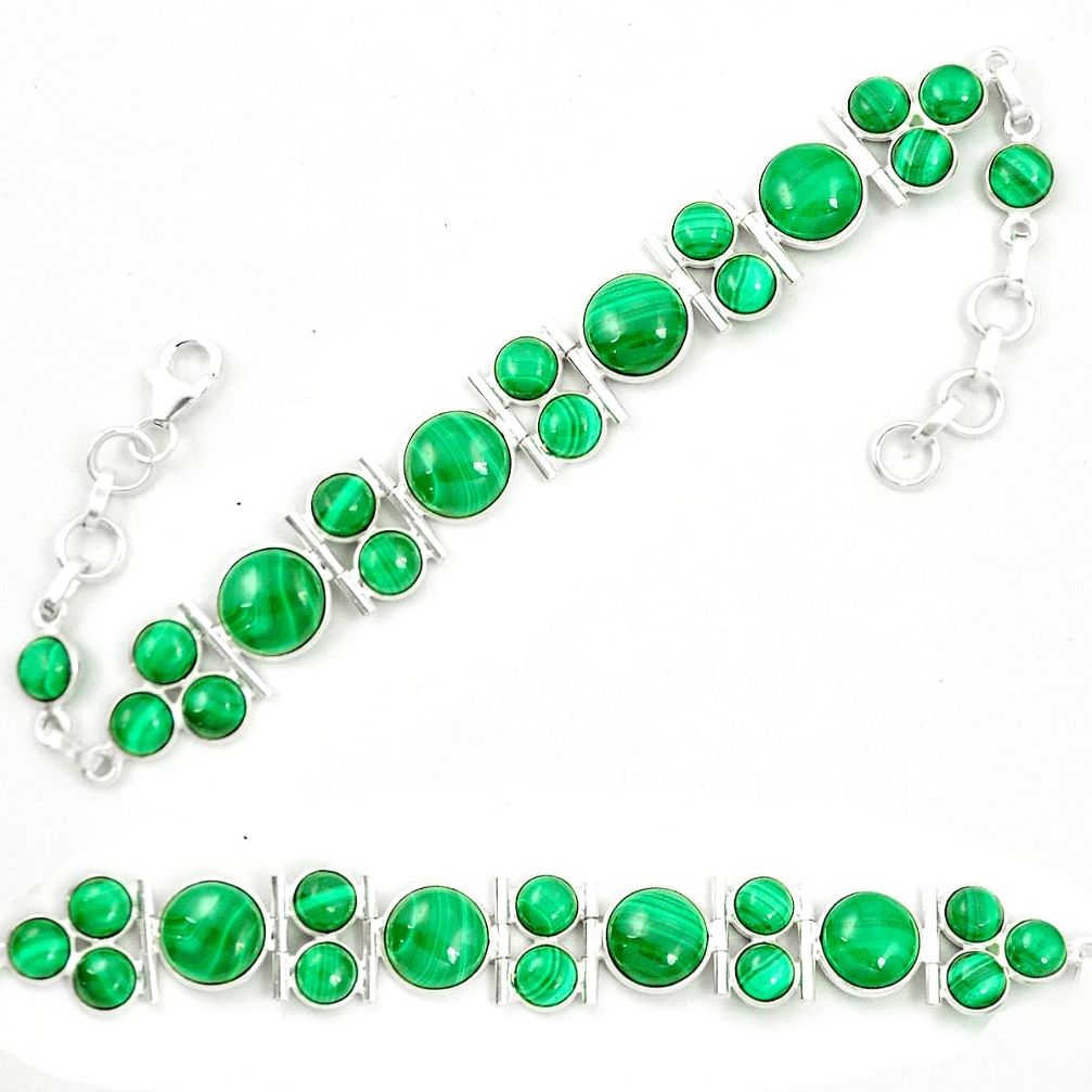 Natural green malachite (pilot's stone) 925 silver tennis bracelet m46891