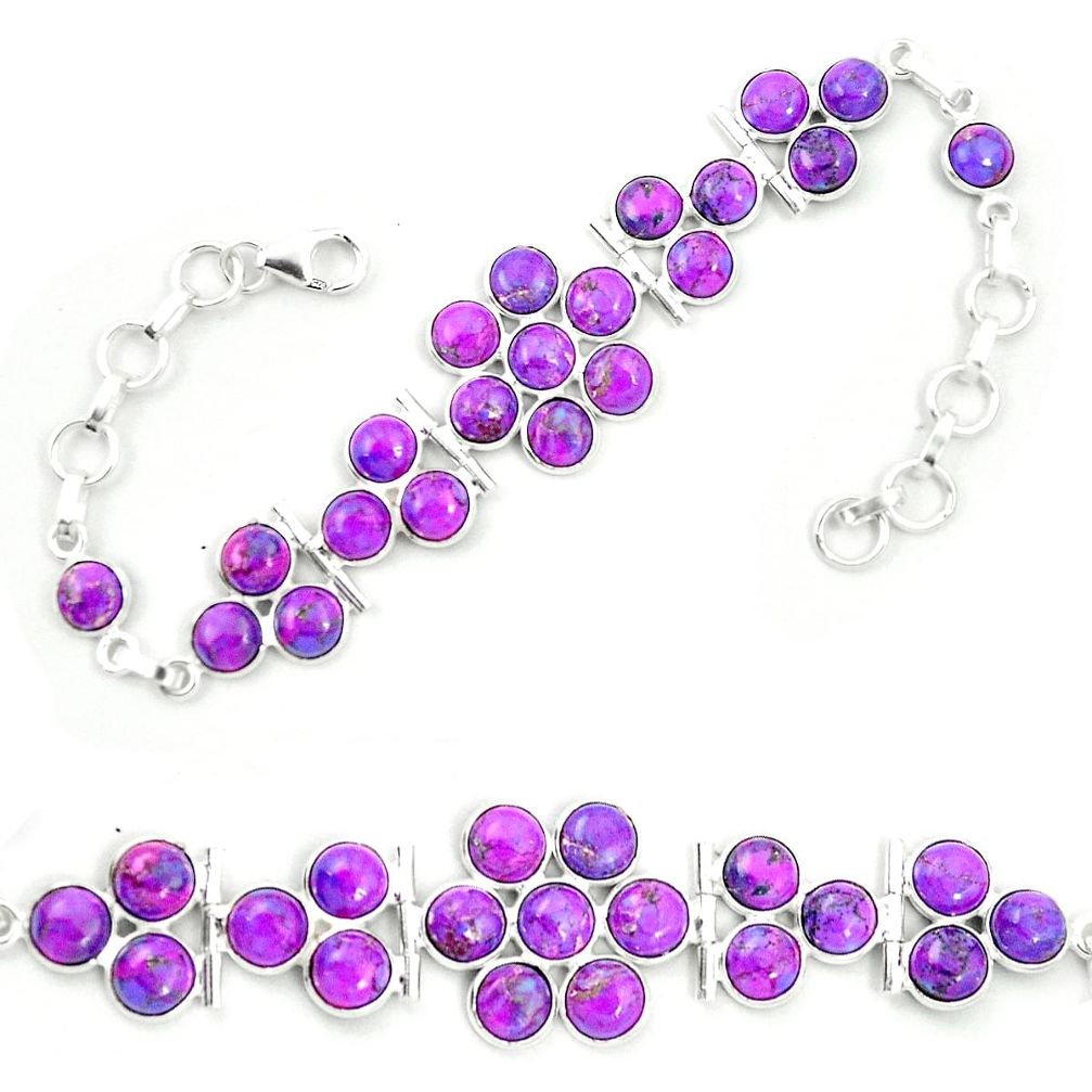 Purple copper turquoise 925 sterling silver tennis bracelet jewelry m46894