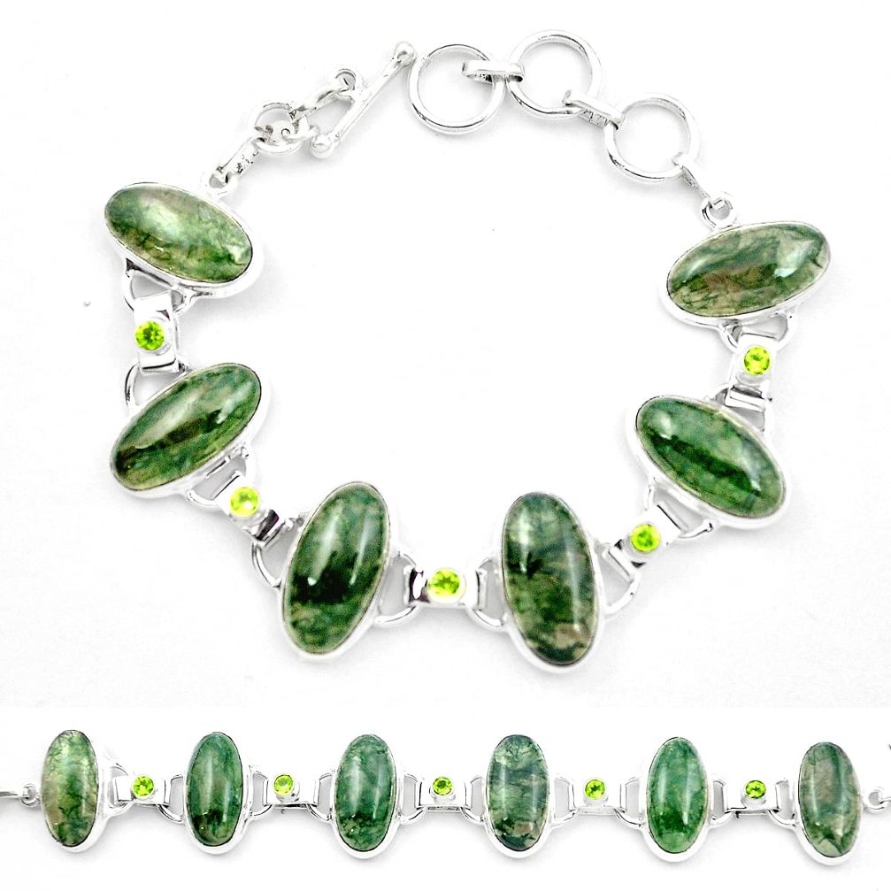 925 sterling silver natural green moss agate peridot tennis bracelet m47544