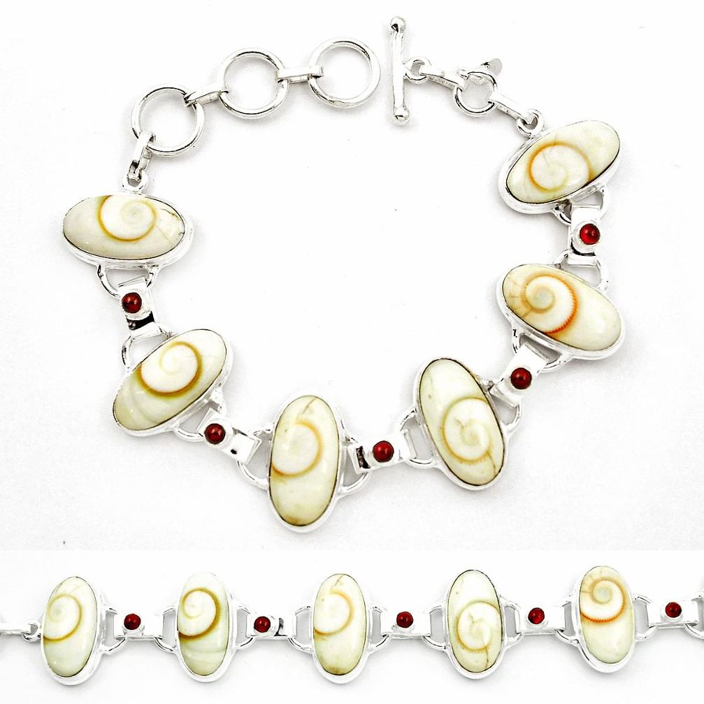 Natural white shiva eye garnet 925 sterling silver tennis bracelet m47545