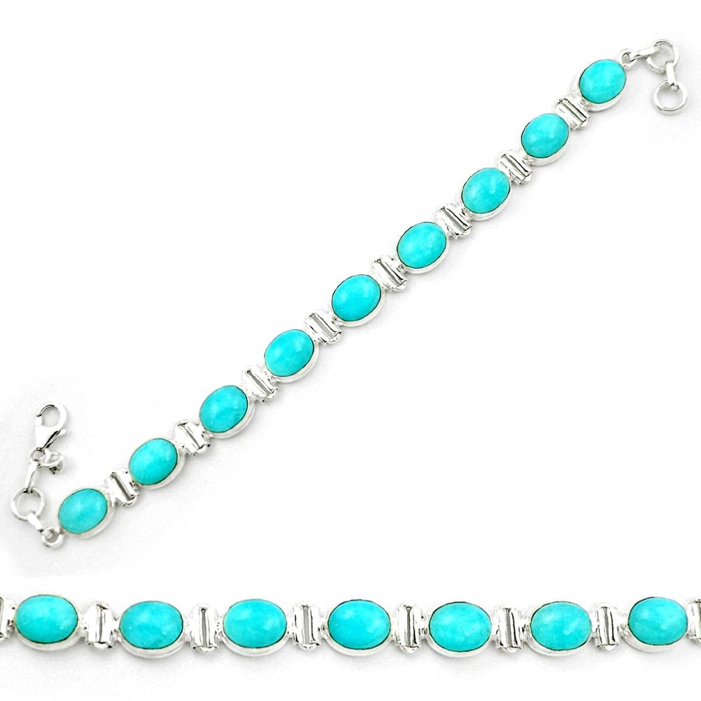 Natural green peruvian amazonite 925 sterling silver tennis bracelet m47552