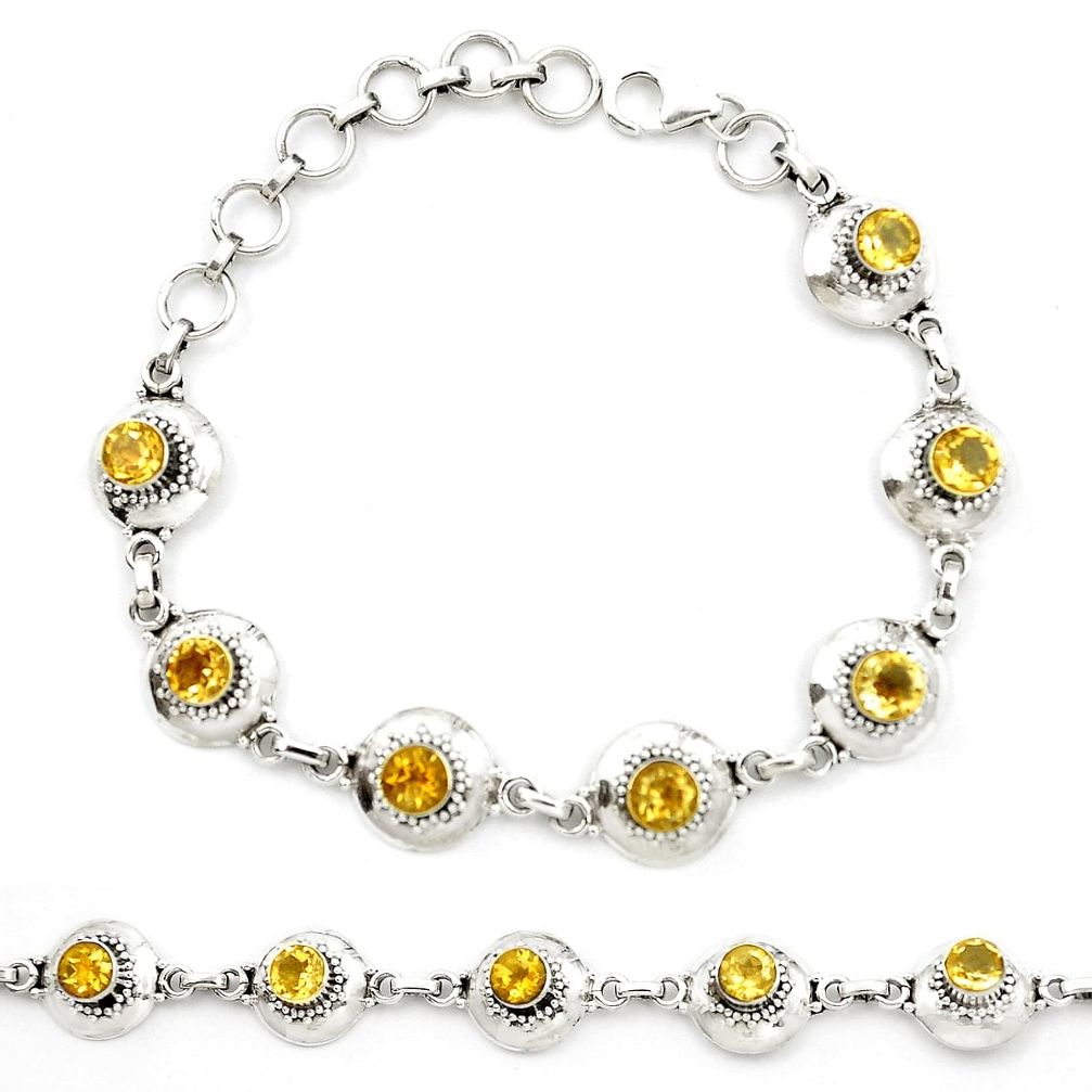 Natural yellow citrine 925 sterling silver tennis bracelet jewelry m47554