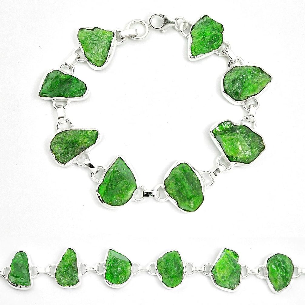 Green chrome diopside rough 925 sterling silver bracelet jewelry m47828