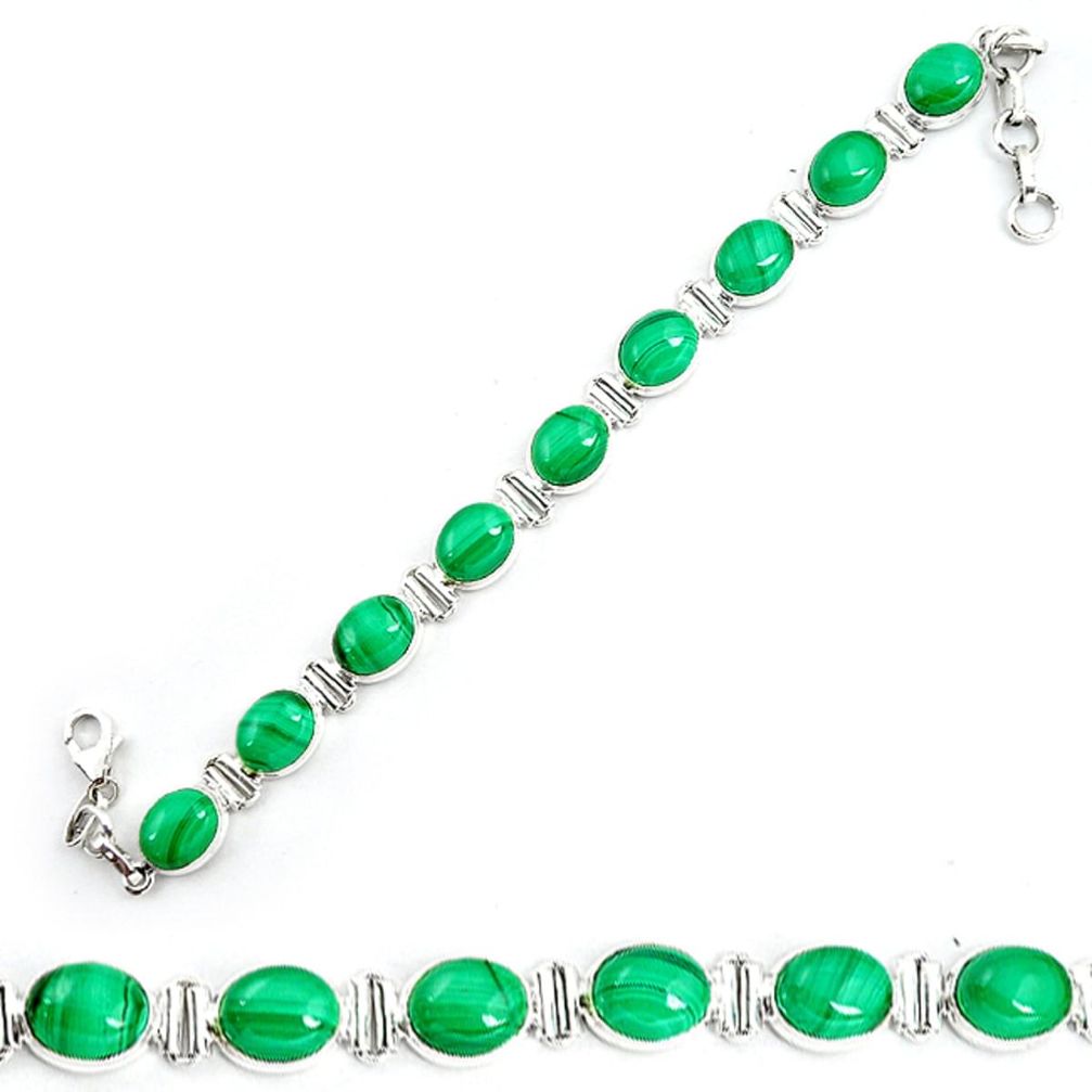 925 silver natural green malachite (pilot's stone) tennis bracelet m4854