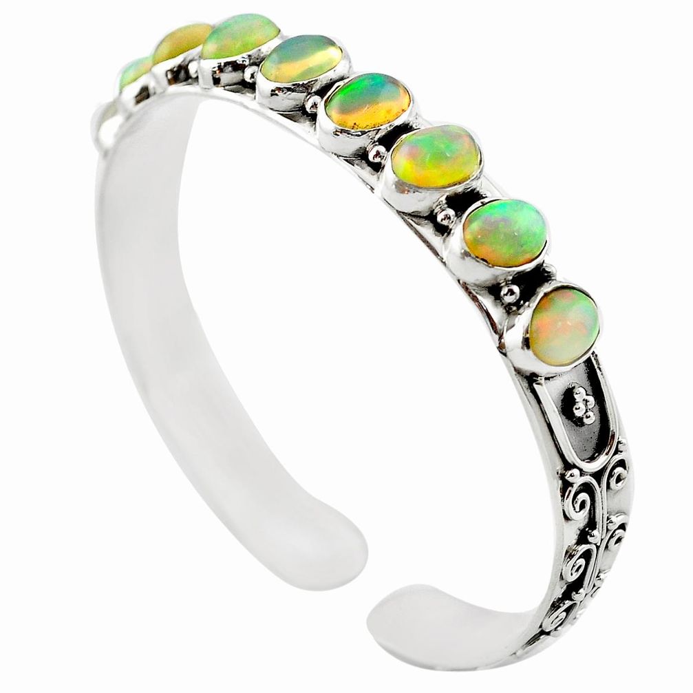925 sterling silver natural multi color ethiopian opal oval bangle m49112