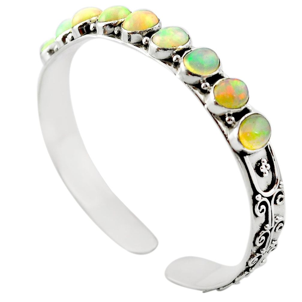 Natural multi color ethiopian opal 925 sterling silver bangle m49117