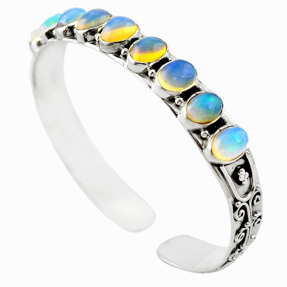 925 sterling silver natural multi color ethiopian opal bangle jewelry m49118
