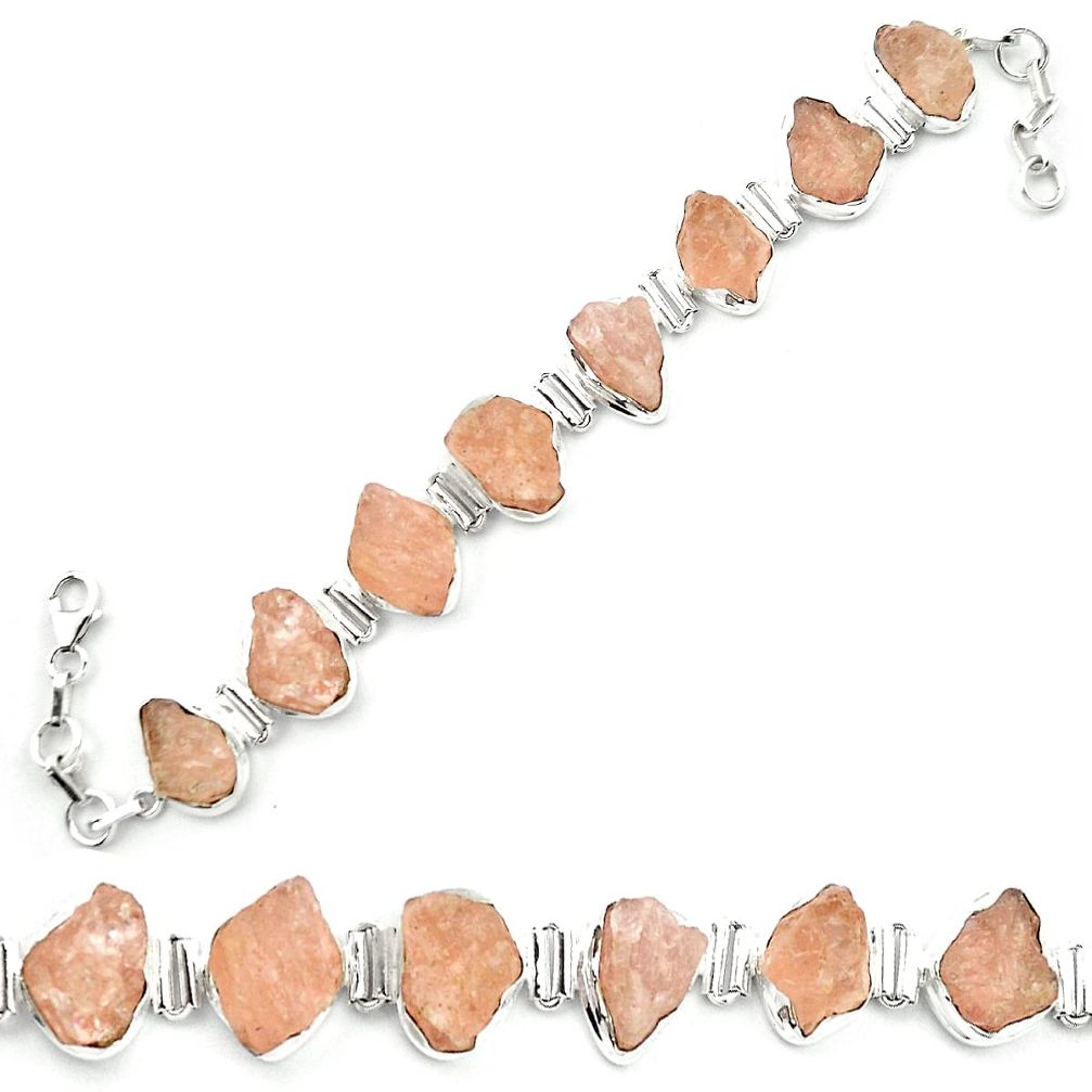 925 sterling silver natural pink morganite rough tennis bracelet m52705