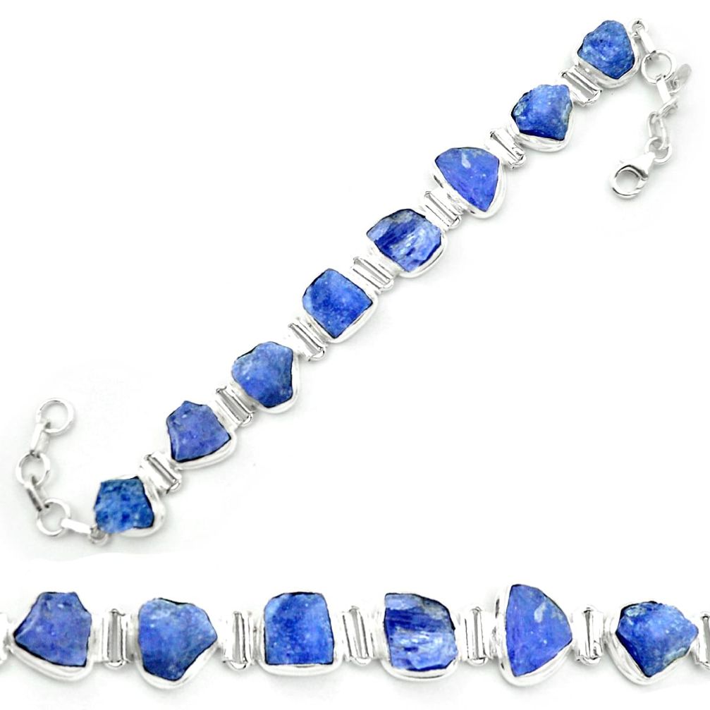 Natural blue tanzanite rough 925 sterling silver tennis bracelet m52717